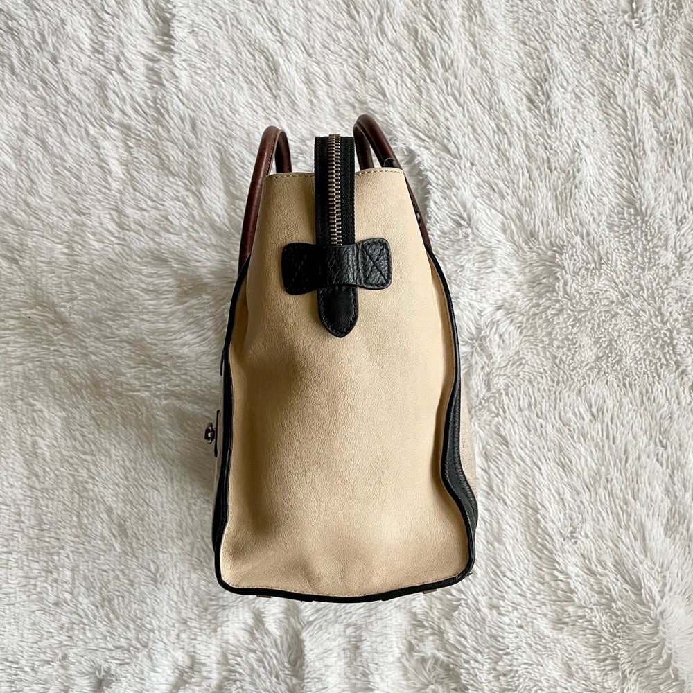 Auth Celine Calfskin Canvas Mini Tricolor Tri-Color Luggage Tote Bag - Picture 9 of 15